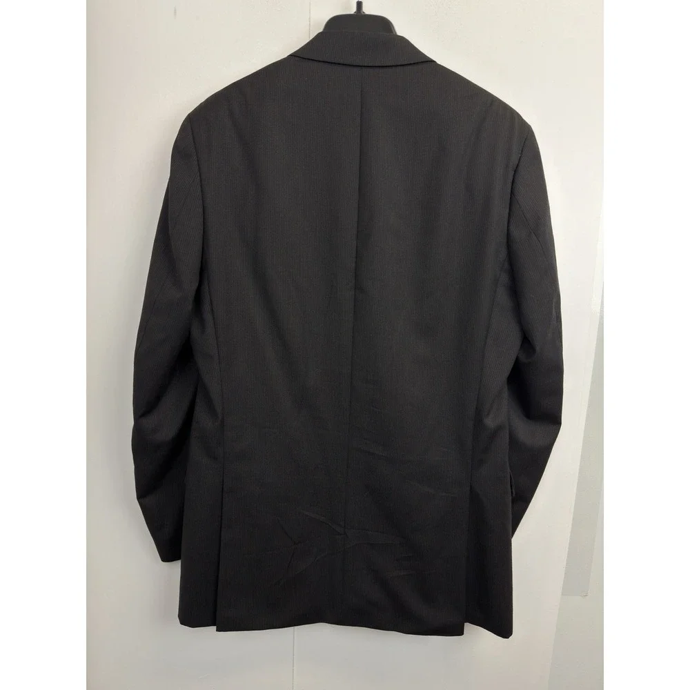 Alfani Blazer Mens 40L Slim Fit Wool Pinstripe Black‎ Suit Jacket Sport Coat